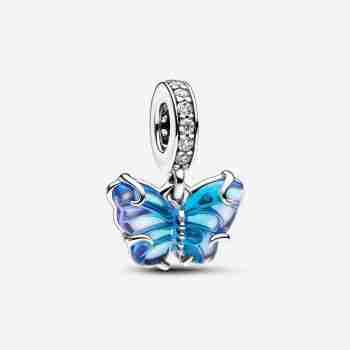 Charm Pendente Farfalla Vetro di Murano Blu