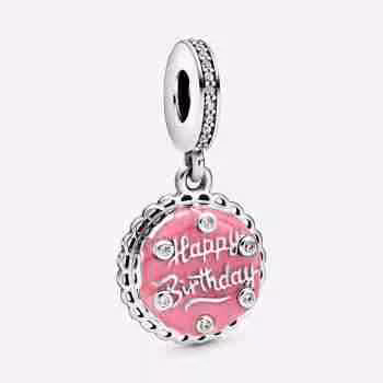 IDEA REGALO COMPLEANNO Charm Pendente Torta di Compleanno Rosa