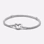 Bracciale Maglia Geometrica con Chiusura a Cuore