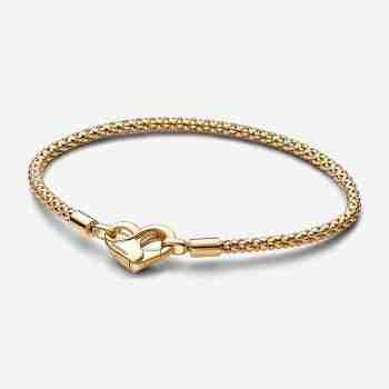Bracciale Maglia Geometrica con Chiusura a Cuore-Placcato oro
