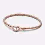 Bracciale Maglia Geometrica con Chiusura a Cuore-Placcato oro rosa