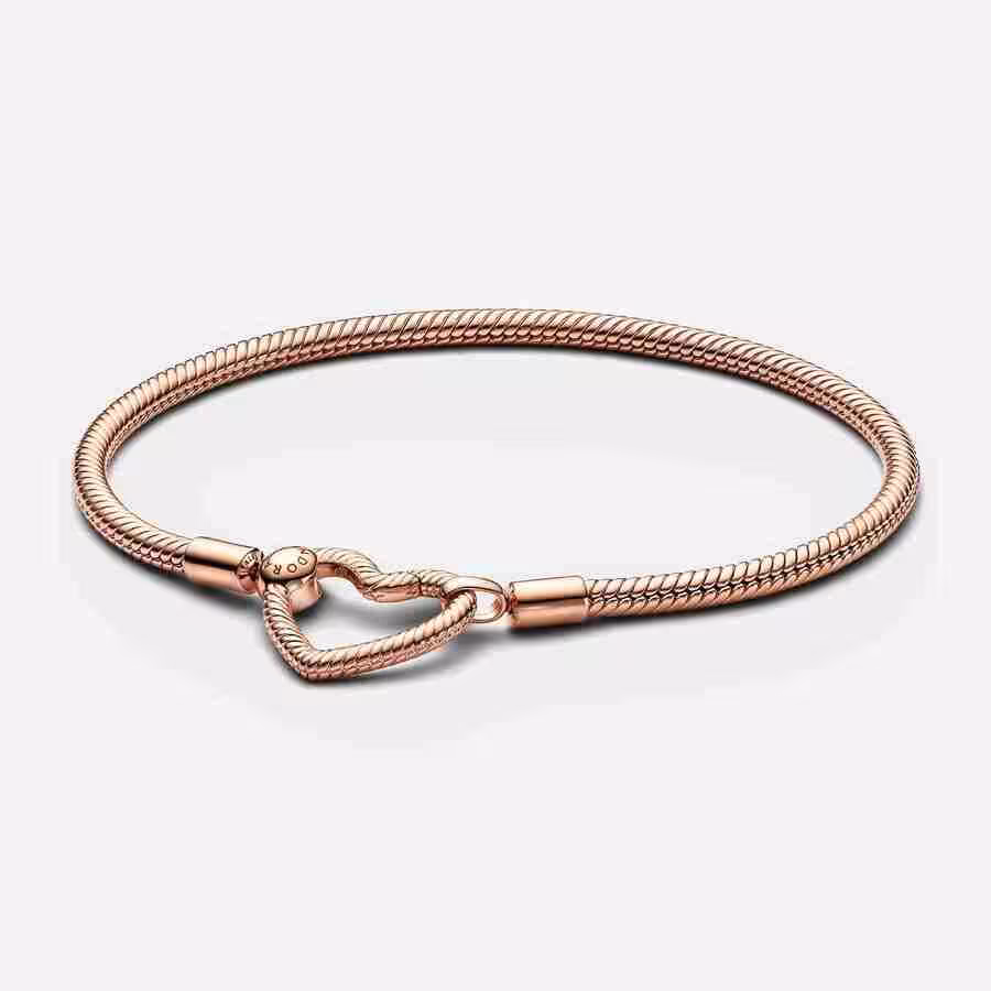Bracciale con Chiusura a Cuore Componibile-Oro Rosa Bracciale con Chiusura a Cuore Componibile Oro Rosa