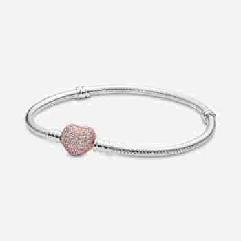 Bracciale con Chiusura a Cuore Pavè-Bicolor