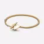 Bracciale con Chiusura a T e Cuore-Placcato oro Bracciale con Chiusura a T e Cuore-Placcato oro