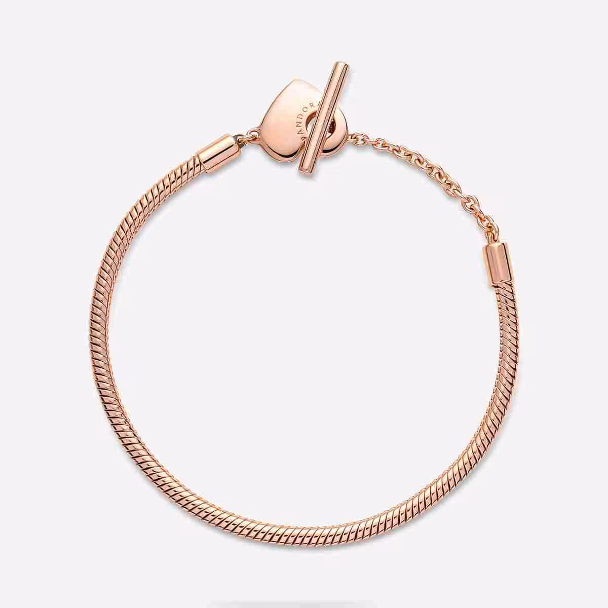 Bracciale con Chiusura a T e Cuore-Placcato oro rosa_3