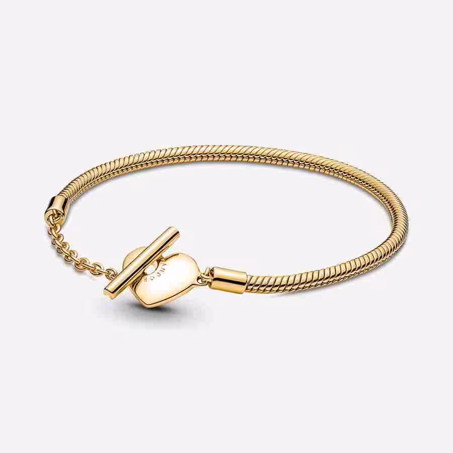 Bracciale con Chiusura a T e Cuore-Placcato oro Bracciale con Chiusura a T e Cuore Placcato oro