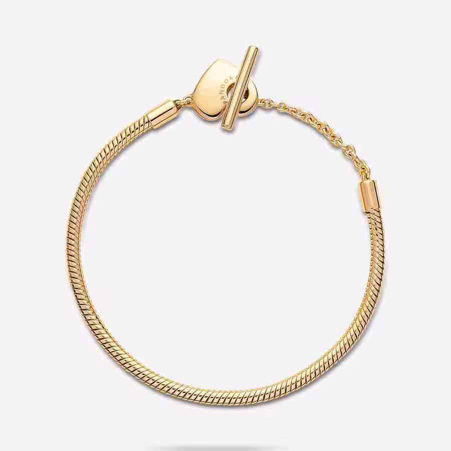 Bracciale con Chiusura a T e Cuore-Placcato oro_2