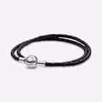 Bracciale in Pelle Nero Doppio Bracciale in Pelle Nero Doppio