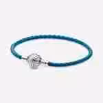 Bracciale in pelle turchese con chiusura a conchiglia