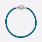 Bracciale in pelle turchese con chiusura a conchiglia