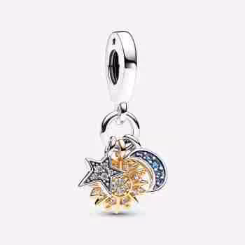 Charm Pendente Stella, Sole e Luna