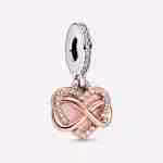 Charm Pendente Cuore e Infinito Rosa 788878C01_RGB