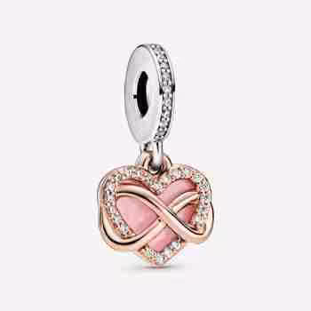 Charm Pendente Cuore e Infinito Rosa