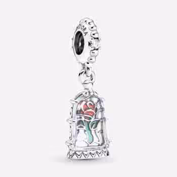 Disney, La Bella e la Bestia, Charm Pendente Rosa Incantata