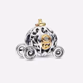 Disney, 100° Anniversario, Charm Carrozza Incantata di Cenerentola con Diamante Coltivato in Laboratorio