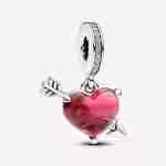 Charm Pendente Cuore con Freccia Vetro di Murano 793085C01_RGB