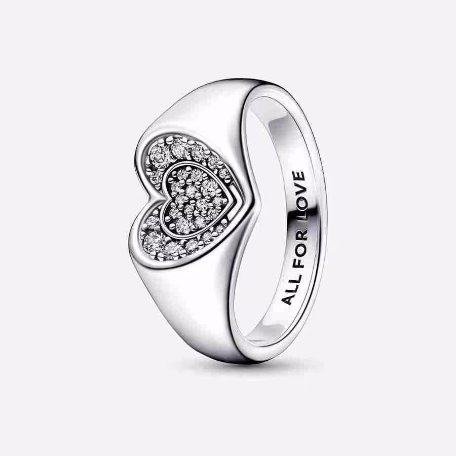 Anello Cuore Pavé Sigillo Anello Cuore Pave Sigillo