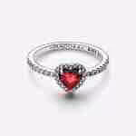 Anello Cuore in Rilievo Rosso
