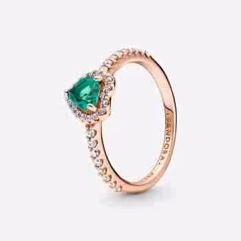Anello Cuore in Rilievo Verde