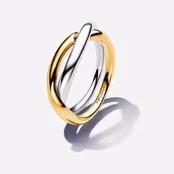 Anello Fascia Intrecciata Bicolore