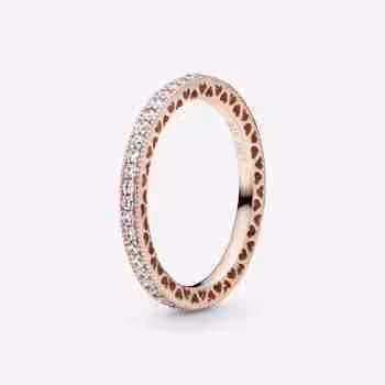 Anello Fedina Pietre e Cuori-Placcato oro rosa