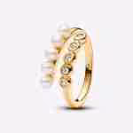 Anello Intreccio con Perle d’Acqua Dolce Coltivate e Pietre Luminose Anello Intreccio con Perle d’Acqua Dolce Coltivate e Pietre Luminose