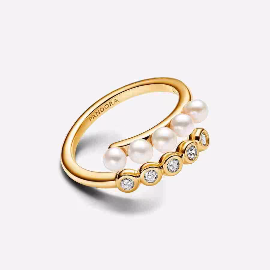 Anello Intreccio con Perle d’Acqua Dolce Coltivate e Pietre Luminose_3