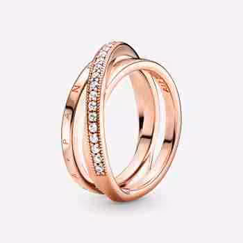 Anello Linee Intrecciate-Placcato oro rosa
