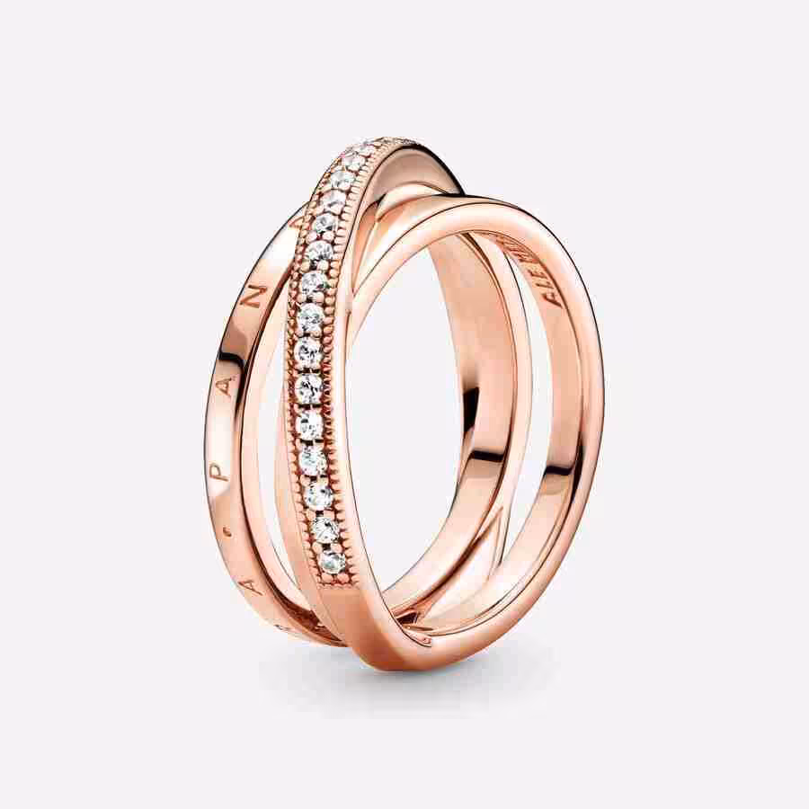 Anello Linee Intrecciate-Placcato oro rosa Anello Linee Intrecciate Placcato oro rosa