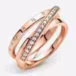 Anello Linee Intrecciate-Placcato oro rosa