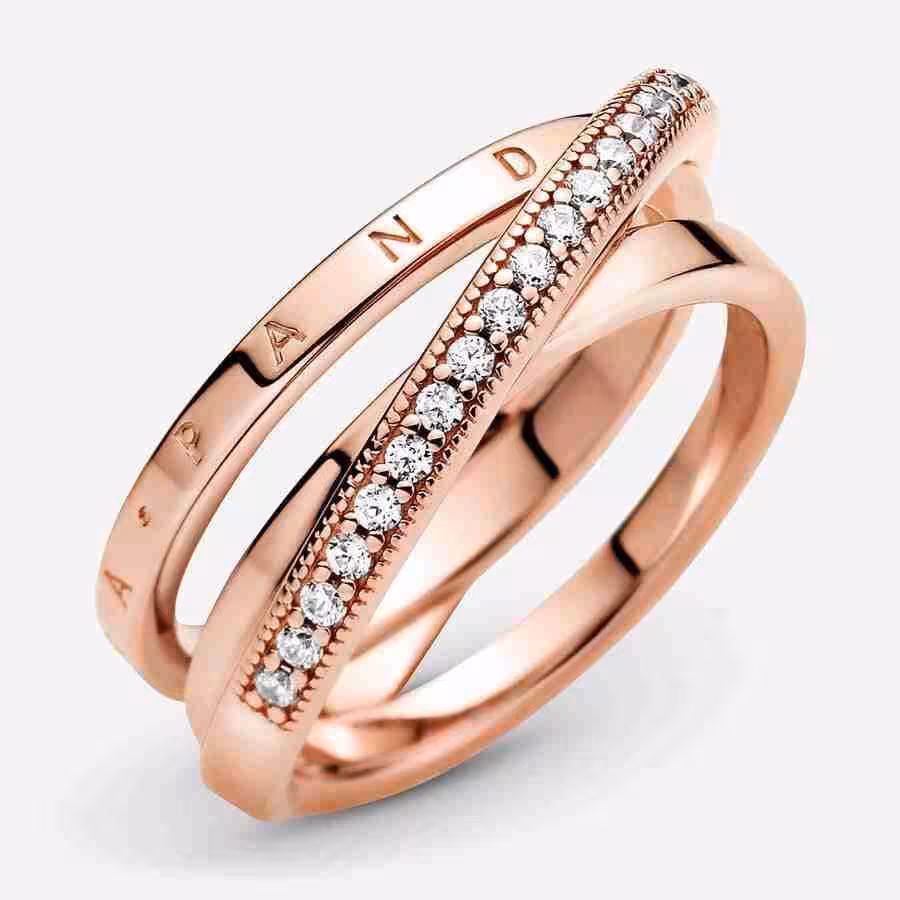 Anello Linee Intrecciate-Placcato oro rosa_3