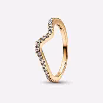 Anello Onda Pietre Luminose-Placcato oro