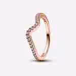 Anello Onda Pietre Luminose-Placcato oro rosa