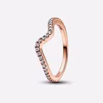Anello Onda Pietre Luminose-Placcato oro rosa