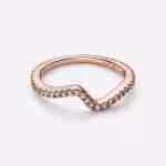 Anello Onda Pietre Luminose-Placcato oro rosa