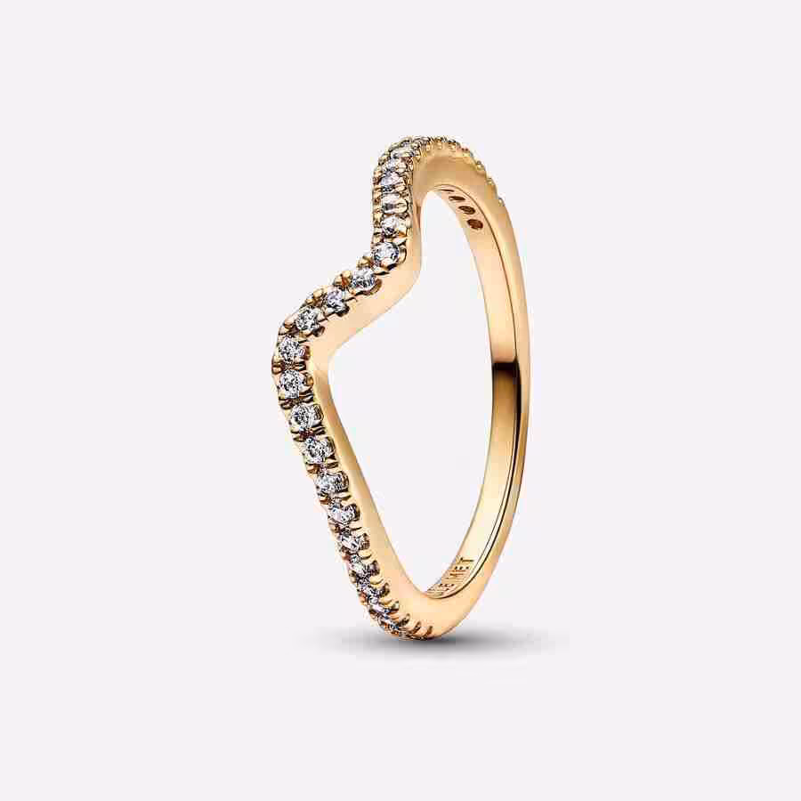 Anello Onda Pietre Luminose-Placcato oro Anello Onda Pietre Luminose Placcato oro