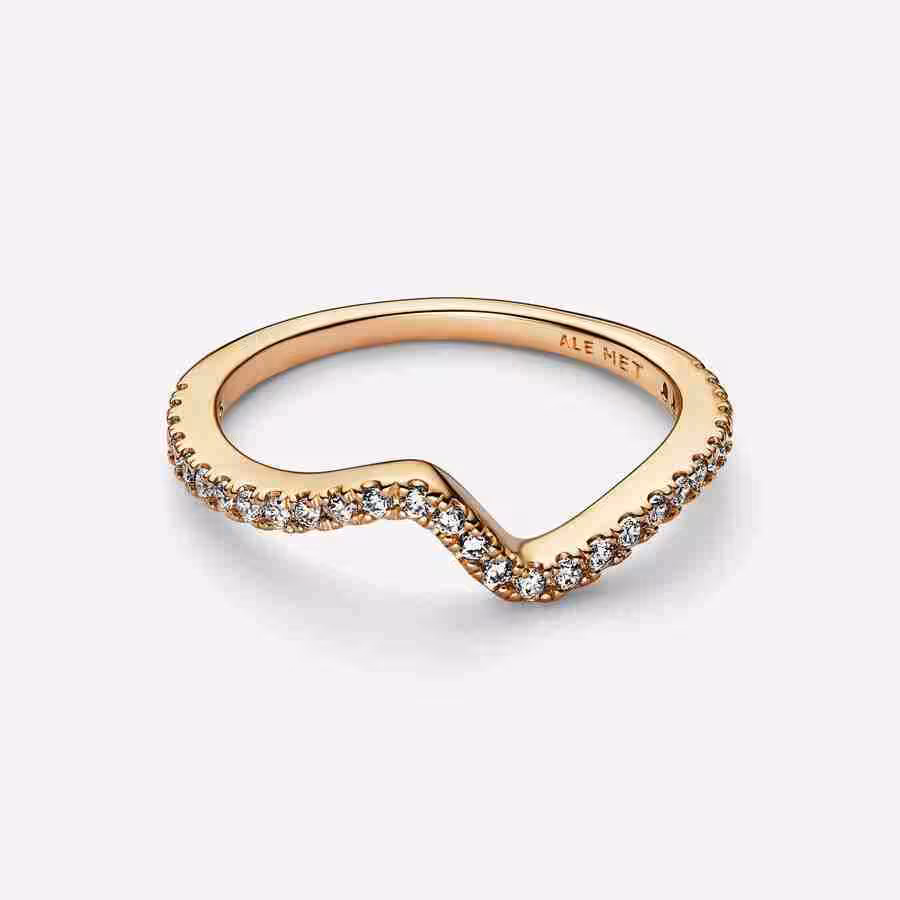 Anello Onda Pietre Luminose-Placcato oro_2
