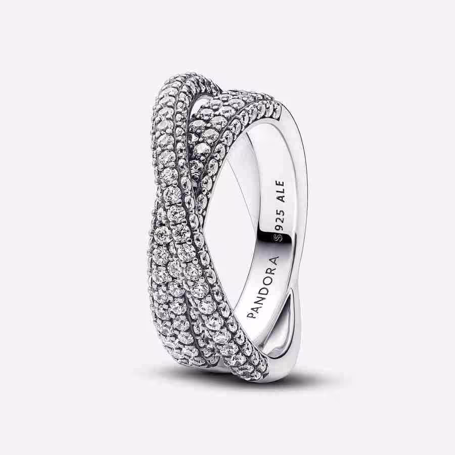 Anello Pavè Fascia Intrecciata Anello Pave Fascia Intrecciata