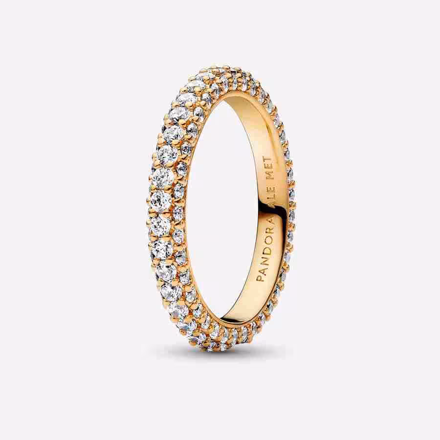 Anello Pavè Fascia Singola-Placcato oro Anello Pave Fascia Singola Placcato oro