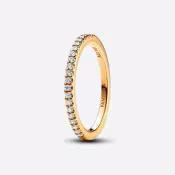 Anello Pavè Fascia Sottile-Placcato oro
