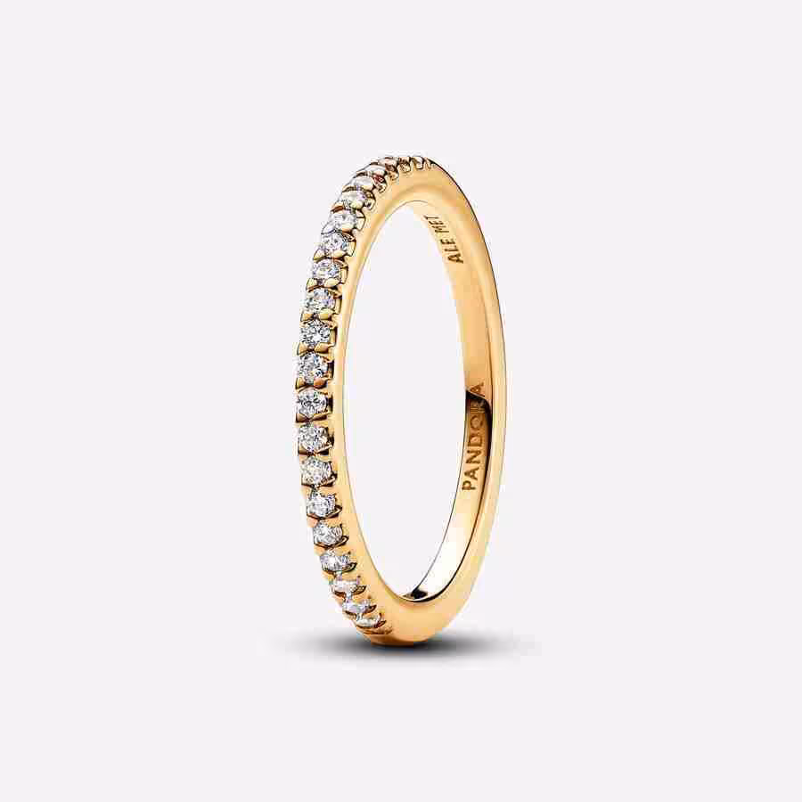 Anello Pavè Fascia Sottile-Placcato oro Anello Pave Fascia Sottile Placcato oro
