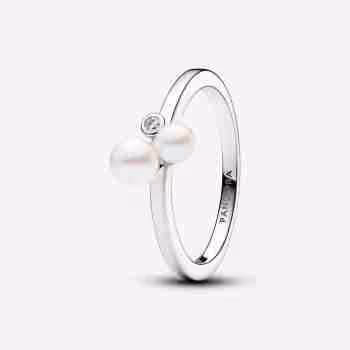Anello Perle d'Acqua Dolce Coltivate e Punto Luce