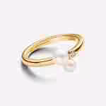 Anello Perle d’Acqua Dolce Coltivate e Punto Luce-Placcato oro