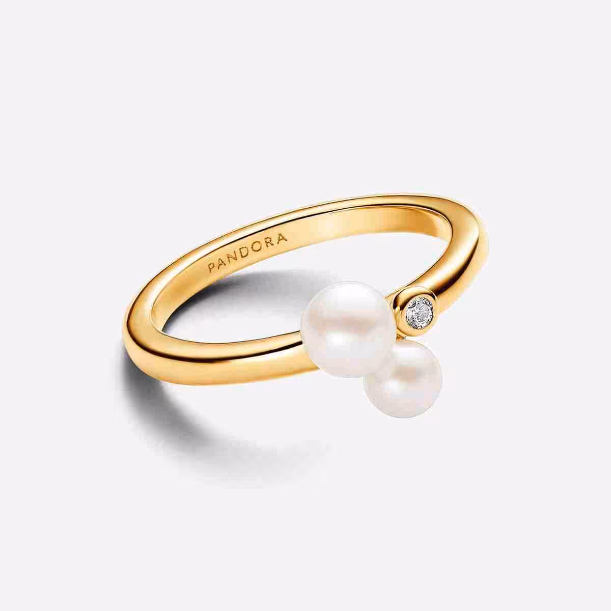 Anello Perle d'Acqua Dolce Coltivate e Punto Luce-Placcato oro_3