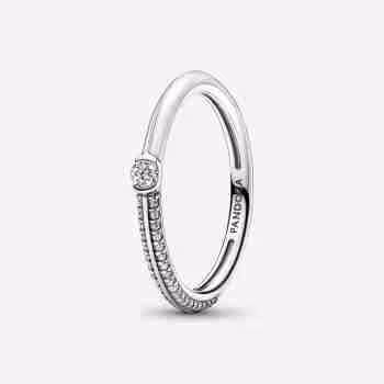 Anello Pietre Luminose & Smalto Bianco