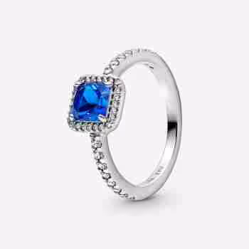 Anello Punto Luce Quadrato Blu