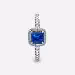 Anello Punto Luce Quadrato Blu