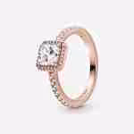 Anello Punto Luce Quadrato-Placcato oro rosa Anello Punto Luce Quadrato-Placcato oro rosa