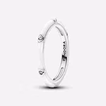 Anello Smalto Bianco con Pietre Luminose
