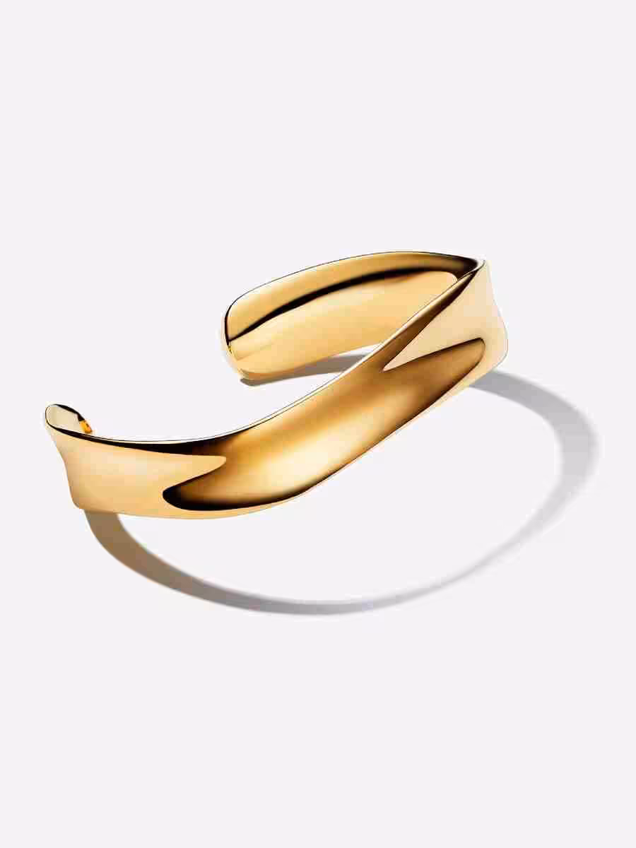 Bracciale Aperto Fascia Larga Linea Sinuosa_1